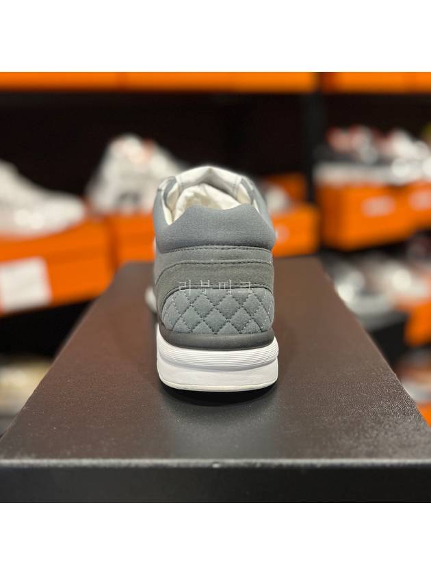 CC Logo Fabric Suede Low-Top Sneakers Dark Grey Chanel