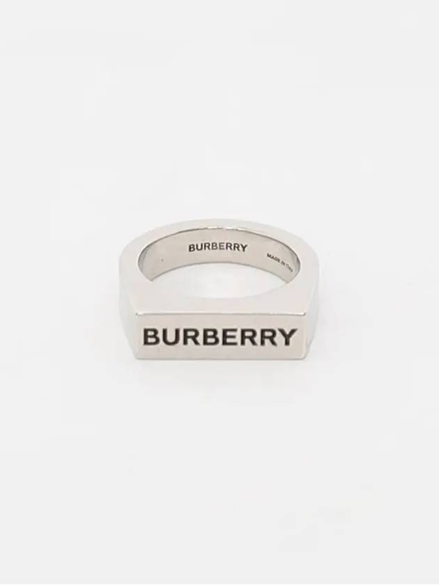 Burberry Engraved Palladium Plated Signet Ring Silver