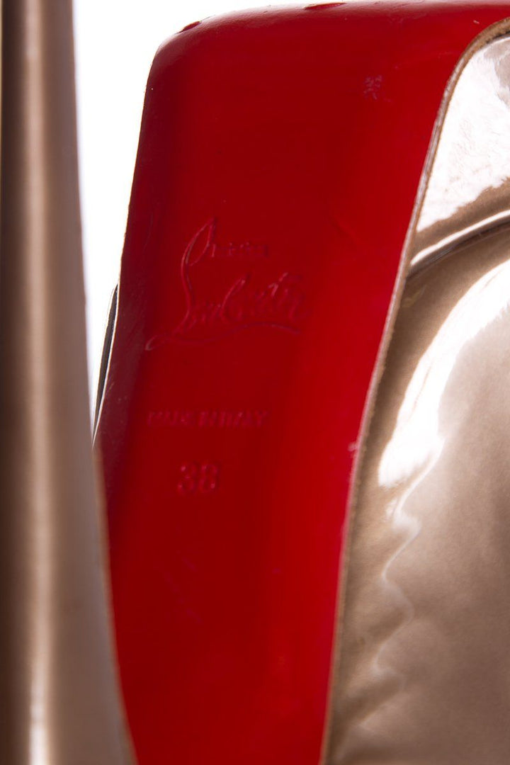 Christian Louboutin Bronze Patent Leather Slingback Heels SZ 38
