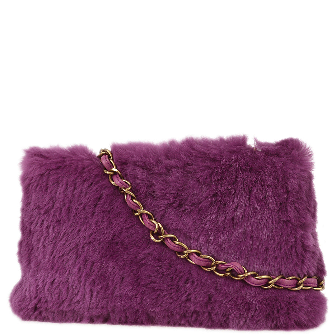 Top Quality Chanel 2000-2001 Purple Fur Chain Shoulder Bag