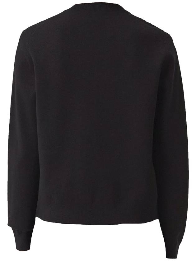 Burberry Horseferry Square Wool Blend Jacquard Knit Top Black