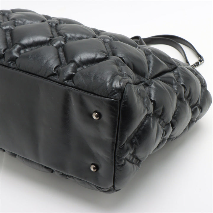 Top Quality Chanel Bubble Kilt Leather Chain Top Bag Black Gummetal Gold  23rd