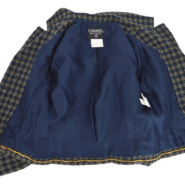 Top Quality Chanel Single Breasted Jacket Navy 95A #36
