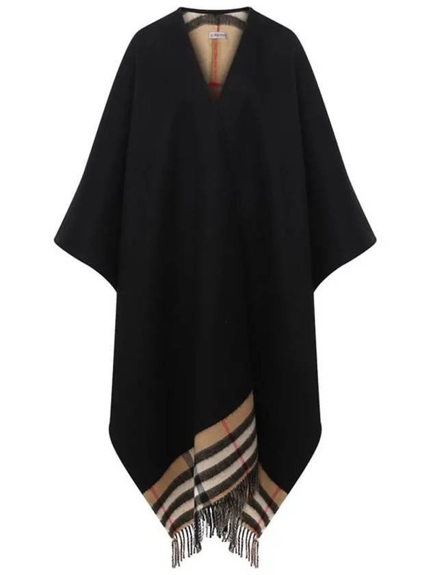 Burberry Vintage Check Pattern Wool Cashmere Cape Black