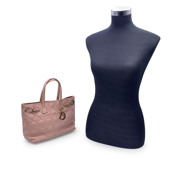 CHRISTIAN Top quality Dior Pink Cannage Canvas Panarea Tote Bag