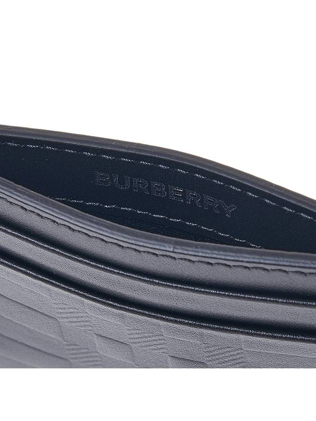 Burberry Embossed Check Leather Card Wallet Black