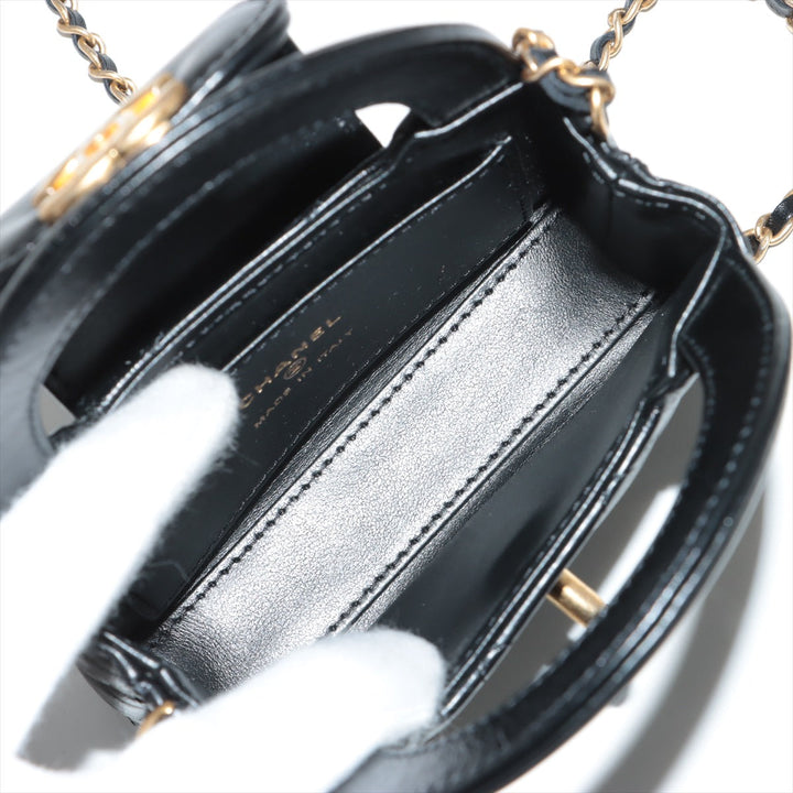 Top Quality Chanel Mattress Leather 2WAY Shoulder Bag Black Gold  AP3435