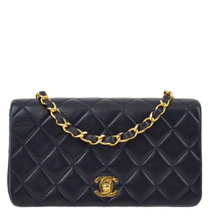 Top Quality Chanel Navy Lambskin Turnlock Mini Full Flap Shoulder Bag