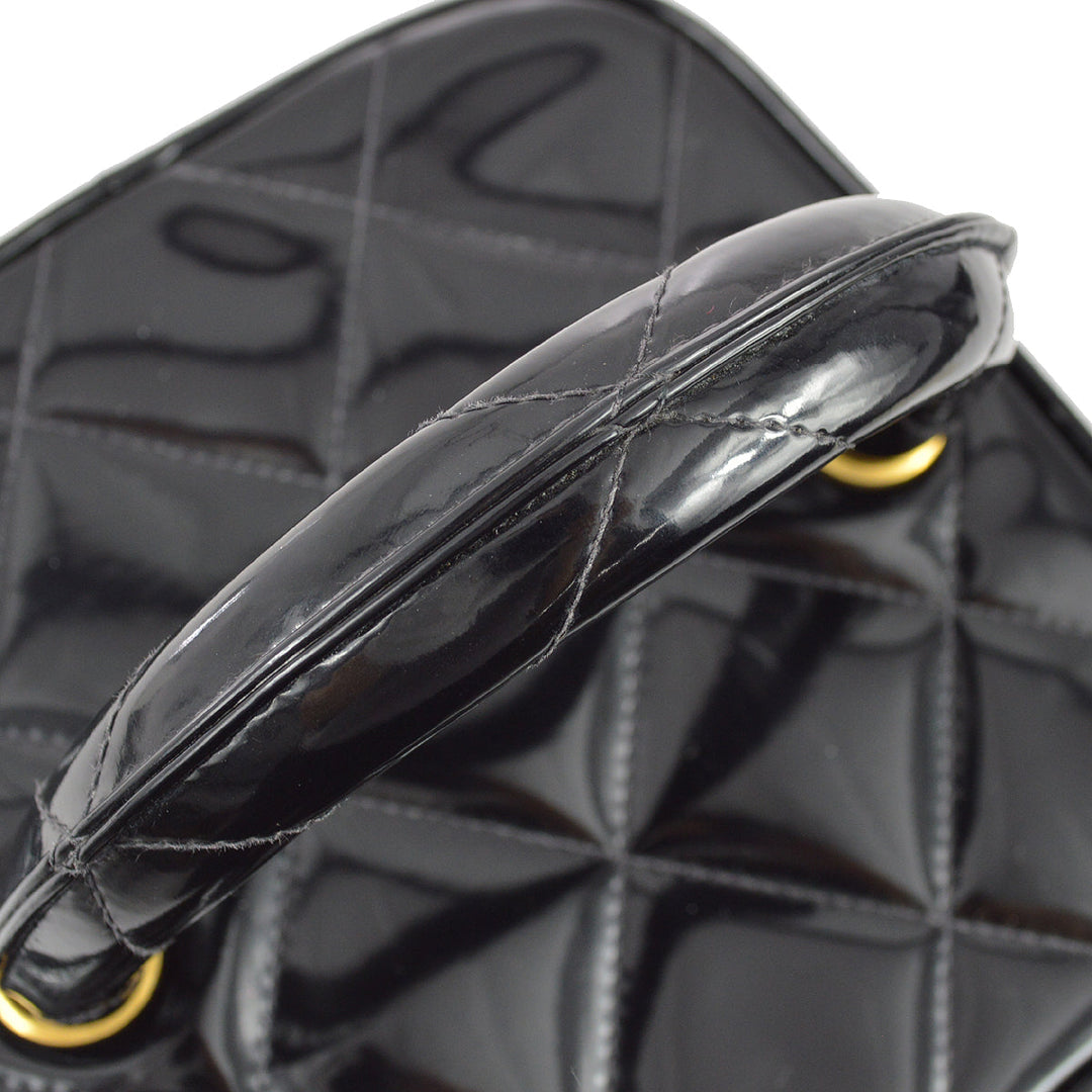Top Quality Chanel 1994-1996 Black Patent Leather Heart Mirror Vanity Handbag