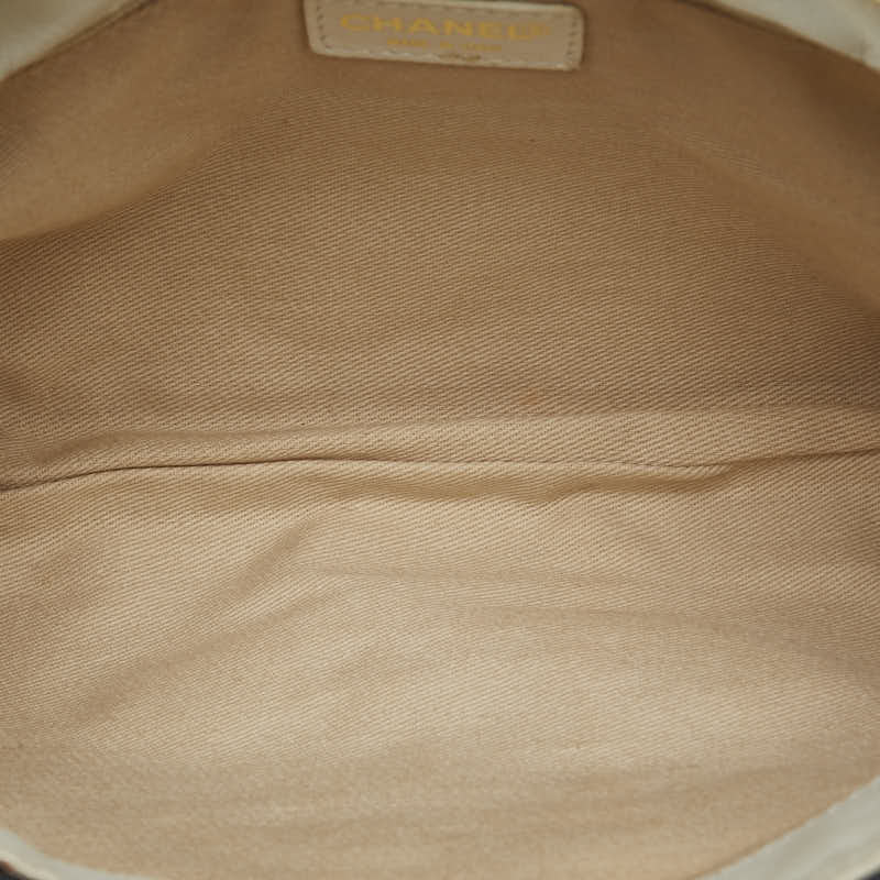 Top Quality Chanel Coco Mark Chain Shoulder Bag Gray White Canvas Leather
