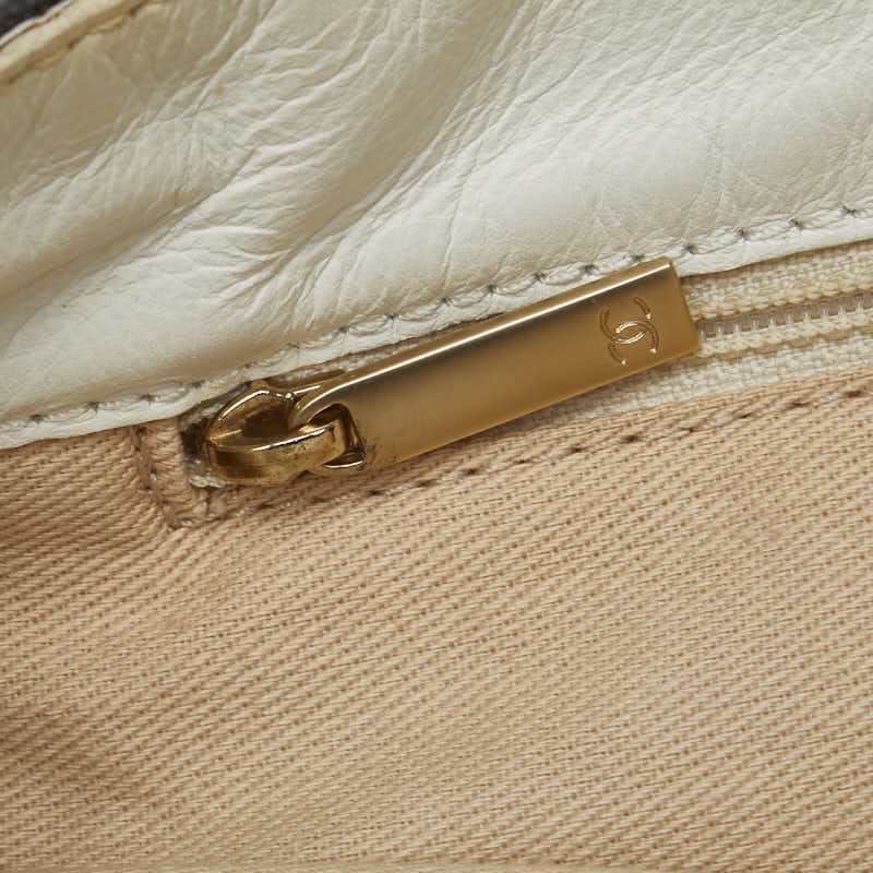 Top Quality Chanel Coco Mark Chain Shoulder Bag Gray White Canvas Leather