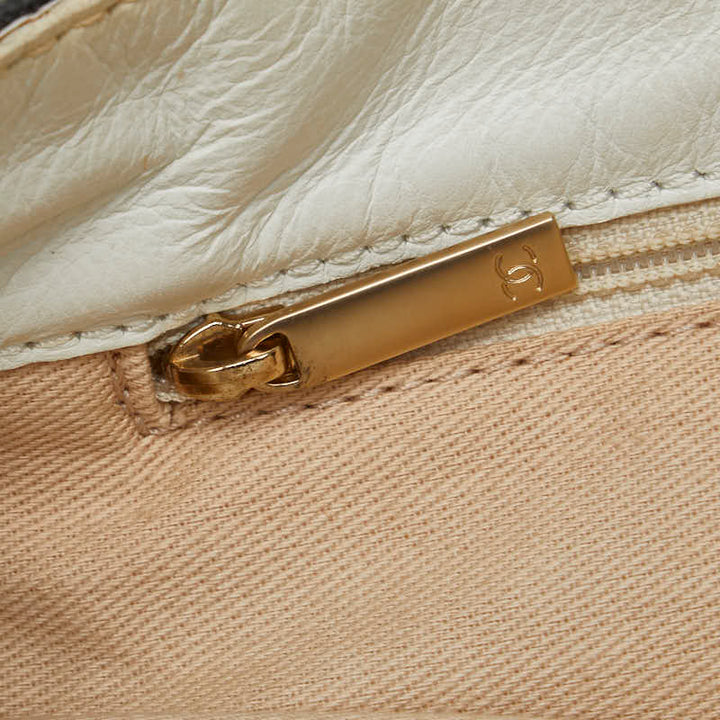 Top Quality Chanel Coco Mark Chain Shoulder Bag Gray White Canvas Leather