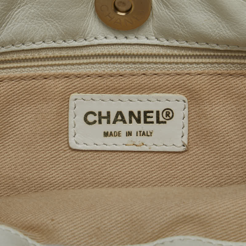 Top Quality Chanel Coco Mark Chain Shoulder Bag Gray White Canvas Leather