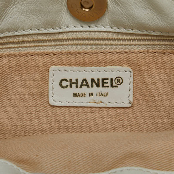 Top Quality Chanel Coco Mark Chain Shoulder Bag Gray White Canvas Leather