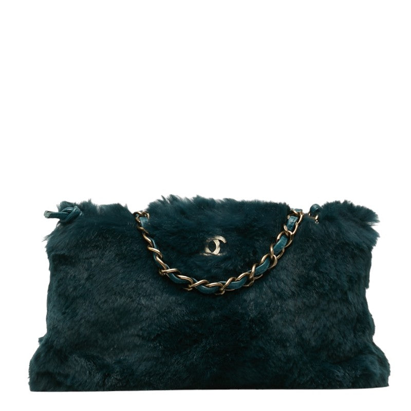 Top Quality Chanel Chain Shoulder Bag Green Fur Women's