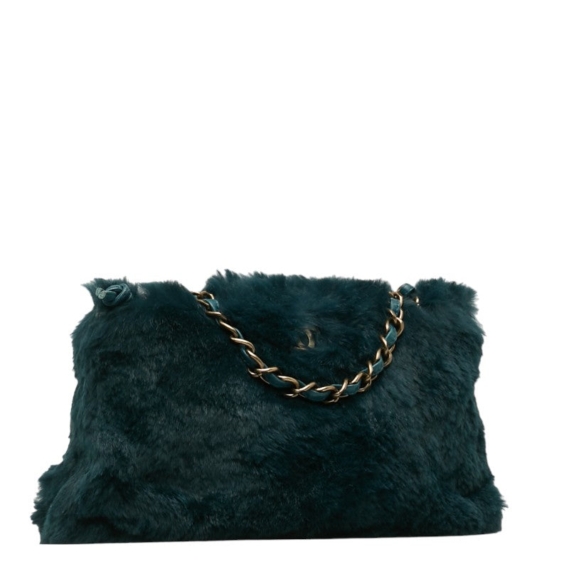 Top Quality Chanel Chain Shoulder Bag Green Fur Women's