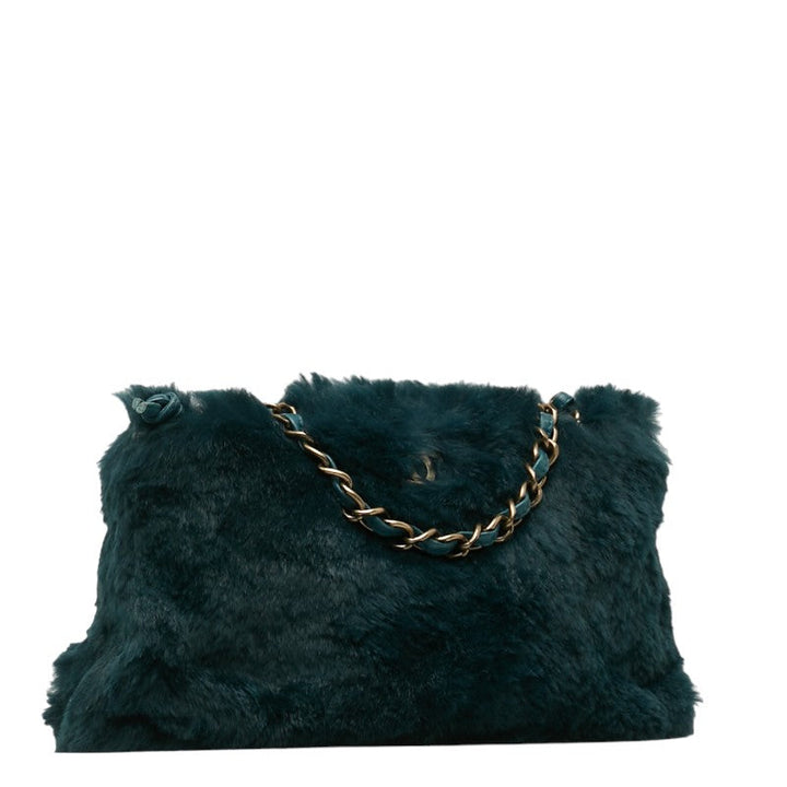Top Quality Chanel Chain Shoulder Bag Green Fur Women's