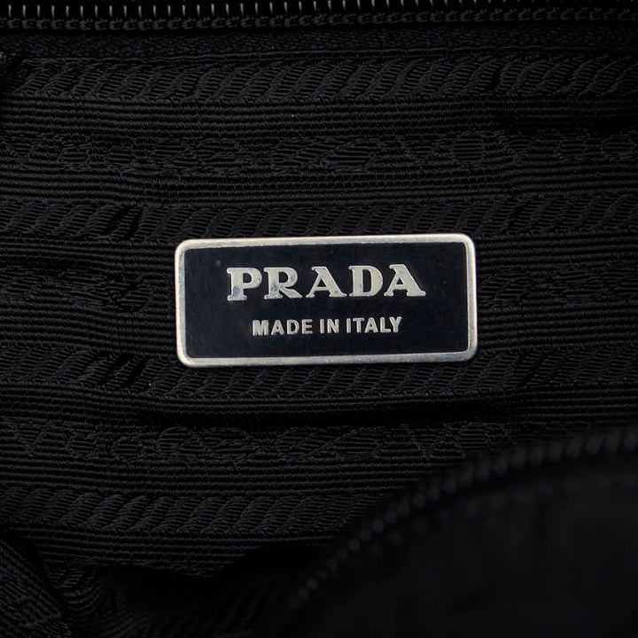 Prada Nylon Leather Triangle Logo Plate Shoulder Bag in Good Condition