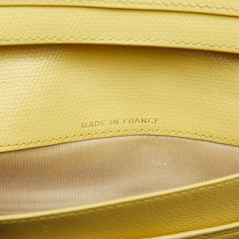 Top Quality Chanel Button Bi-Fold Wallet Long Wallet Yellow Leather