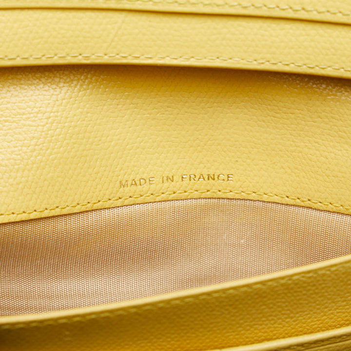 Top Quality Chanel Button Bi-Fold Wallet Long Wallet Yellow Leather