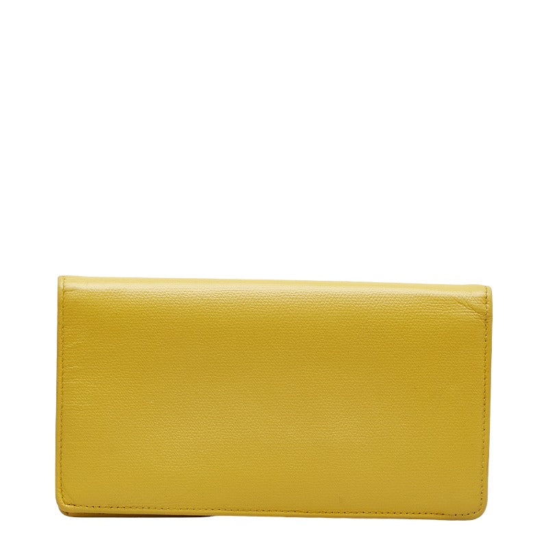 Top Quality Chanel Button Bi-Fold Wallet Long Wallet Yellow Leather