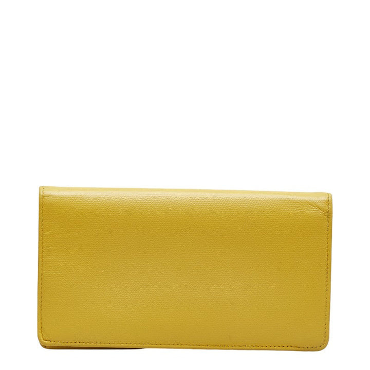 Top Quality Chanel Button Bi-Fold Wallet Long Wallet Yellow Leather