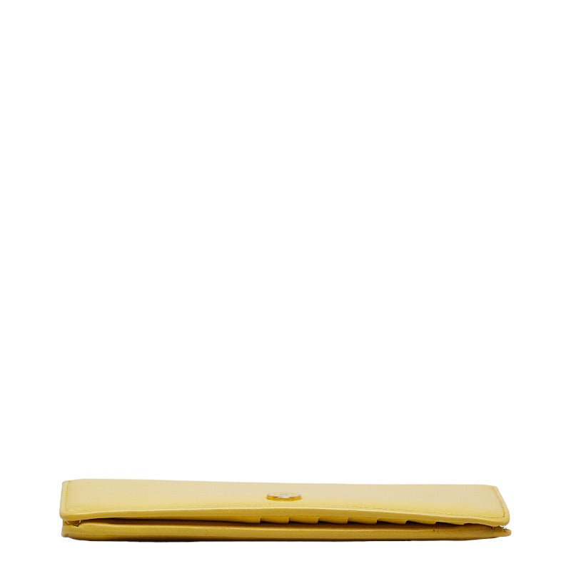 Top Quality Chanel Button Bi-Fold Wallet Long Wallet Yellow Leather