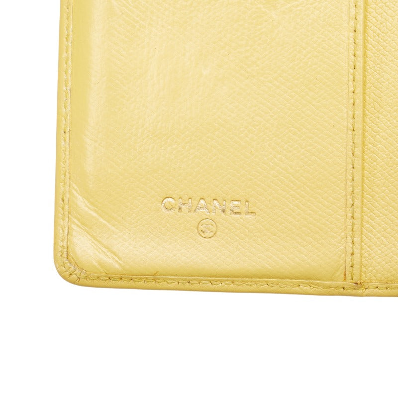 Top Quality Chanel Button Bi-Fold Wallet Long Wallet Yellow Leather