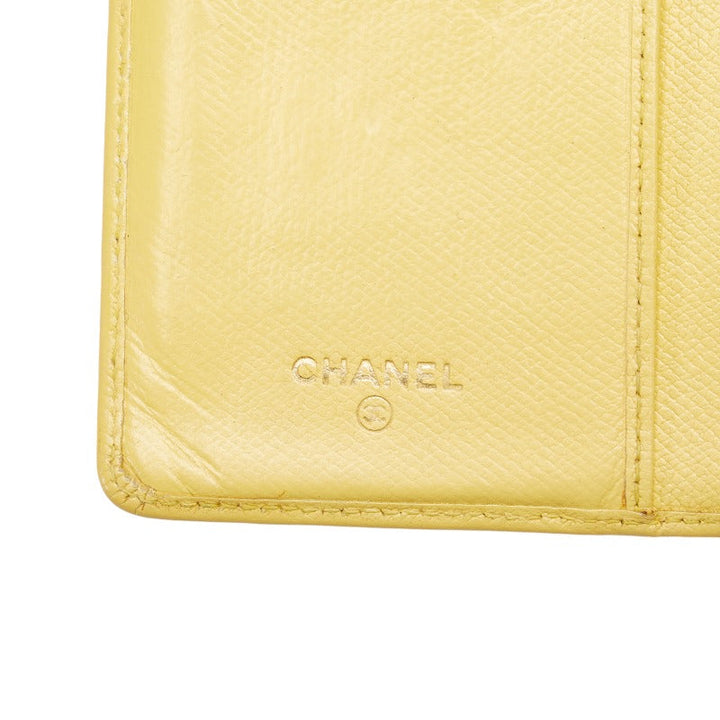 Top Quality Chanel Button Bi-Fold Wallet Long Wallet Yellow Leather