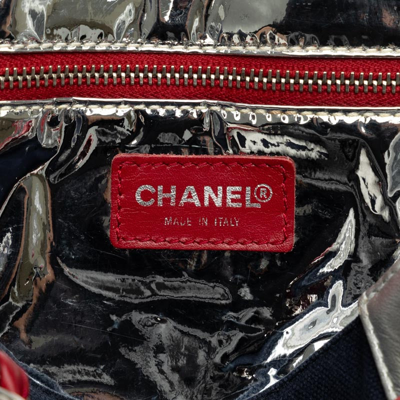 Top Quality Chanel No.5 Chain Tote Bag Navy Multicolor Canvas Leather Women's