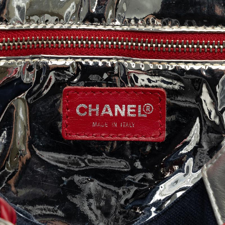 Top Quality Chanel No.5 Chain Tote Bag Navy Multicolor Canvas Leather Women's