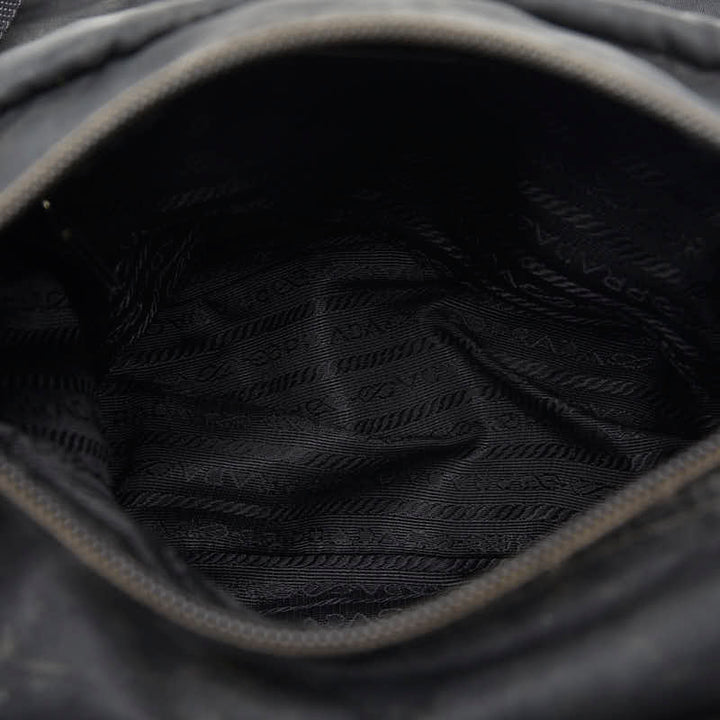 Prada Nylon Leather Shoulder Bag Black