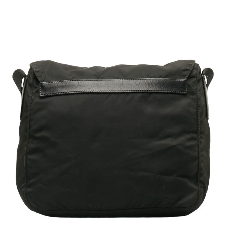 Prada Nylon Leather Shoulder Bag Black
