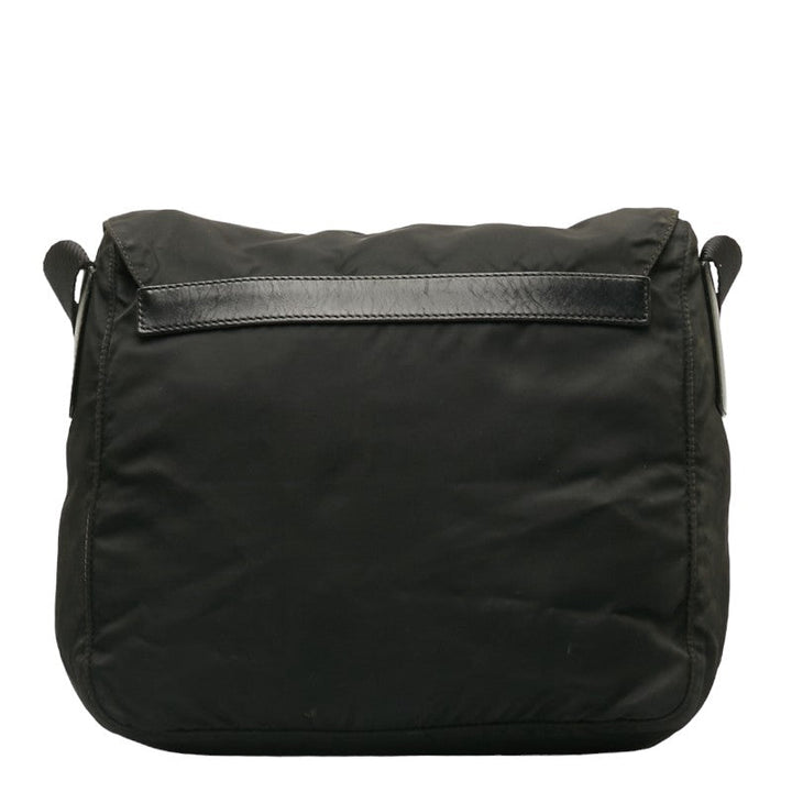 Prada Nylon Leather Shoulder Bag Black