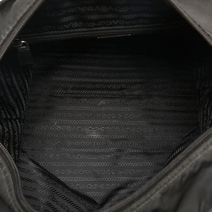 Prada Nylon Leather Triangle Logo Handbag