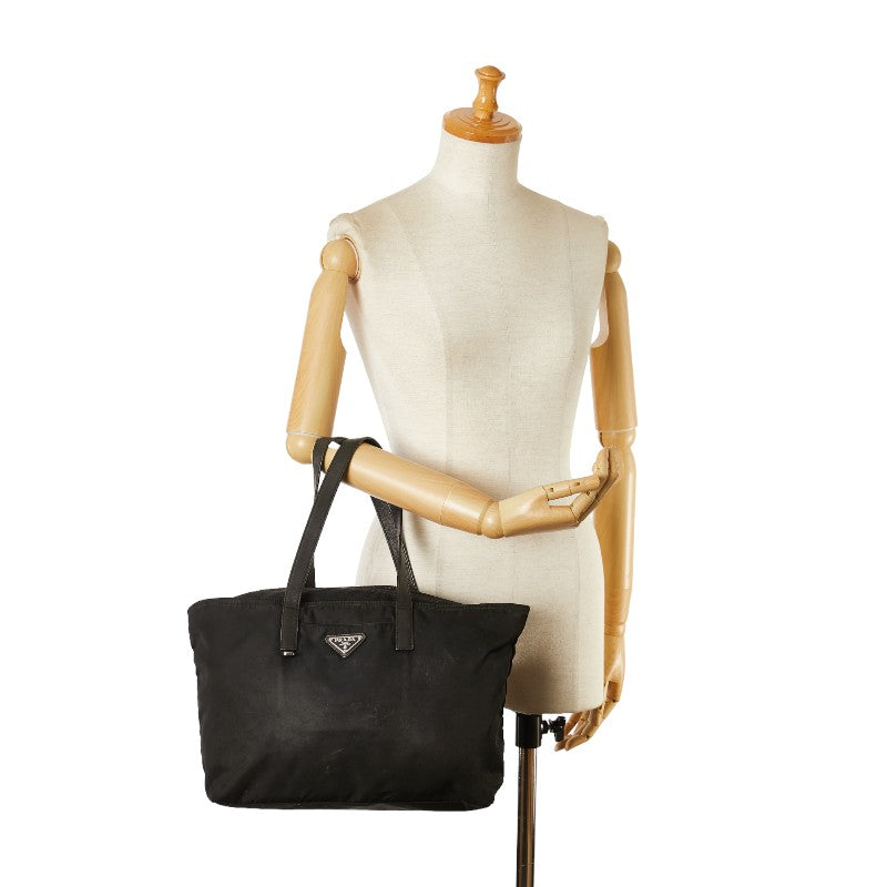 Prada Nylon Leather Triangle Logo Handbag