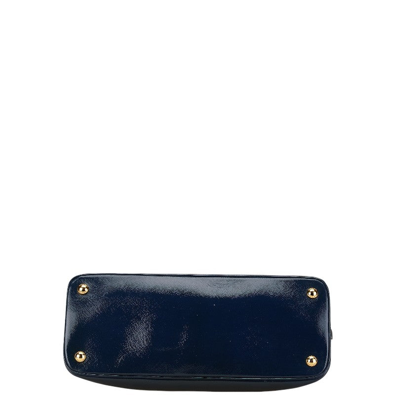 Prada Leather 2WAY Handbag Navy Gold