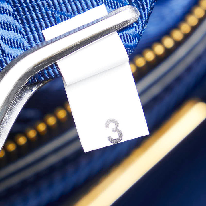 Prada Leather 2WAY Handbag Navy Gold