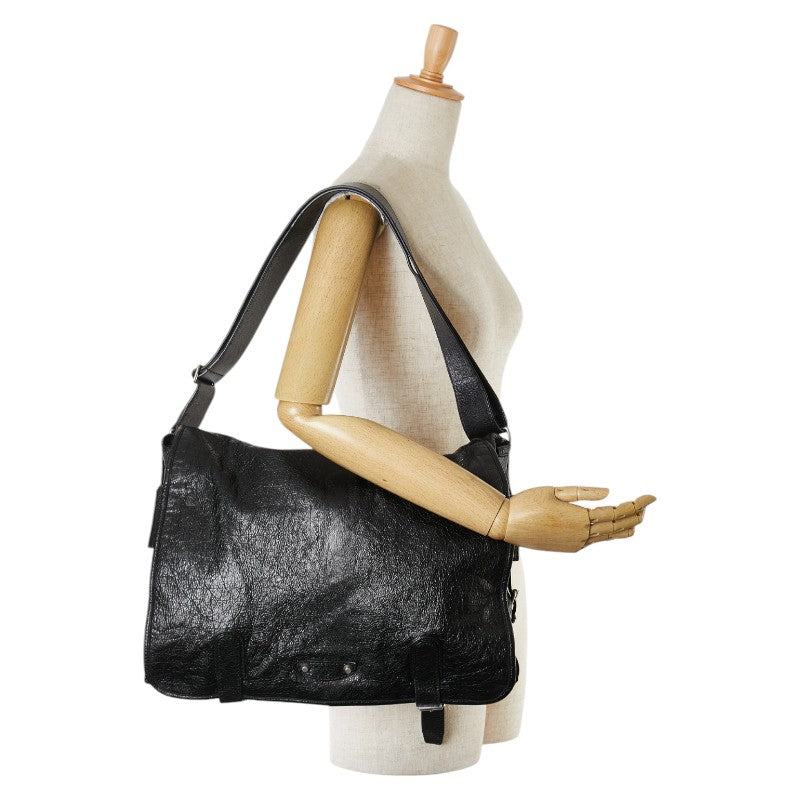 Top Quality Balenciaga Leather Classic Messenger Bag Black