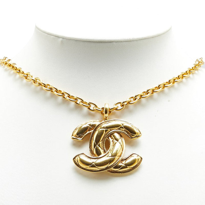 Top Quality Chanel Matelasse Coco Mark Necklace Gold