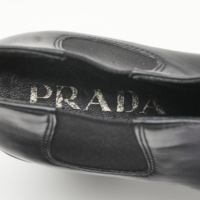 Prada Leather Short Boots Black Women