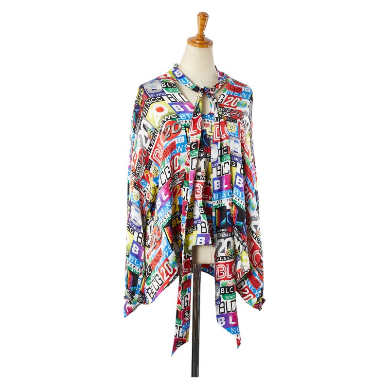 Top Quality Balenciaga Logo Silk Long Sleeve Shirt Blouse