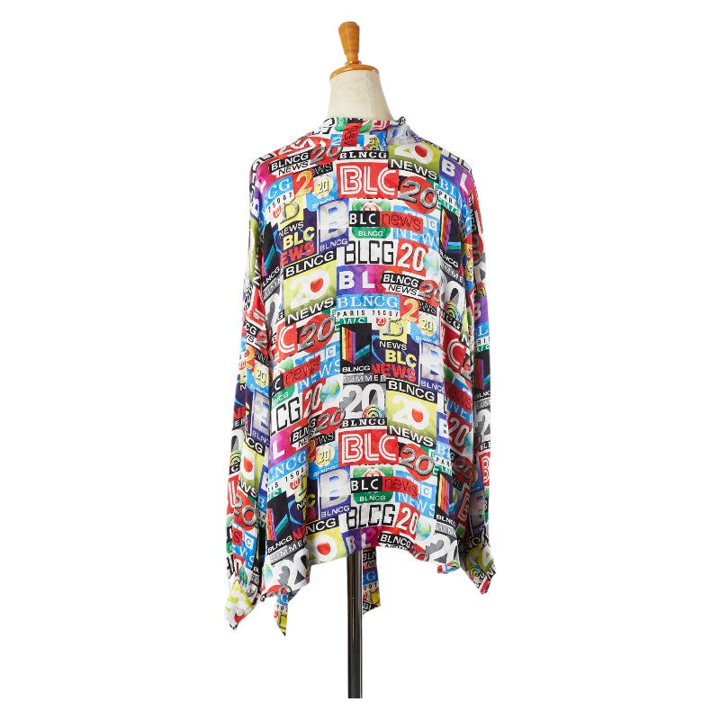 Top Quality Balenciaga Logo Silk Long Sleeve Shirt Blouse