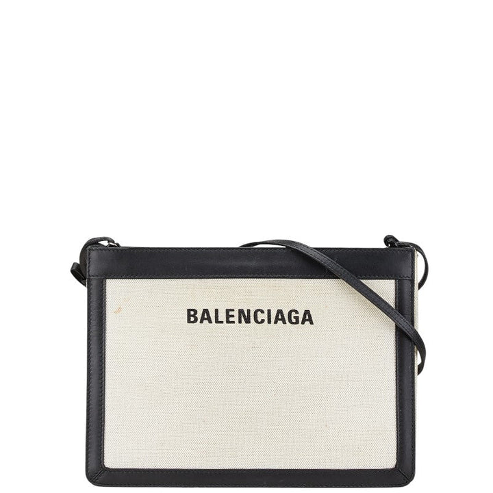 balenciaga Canvas Leather Navy Pochette Crossbody