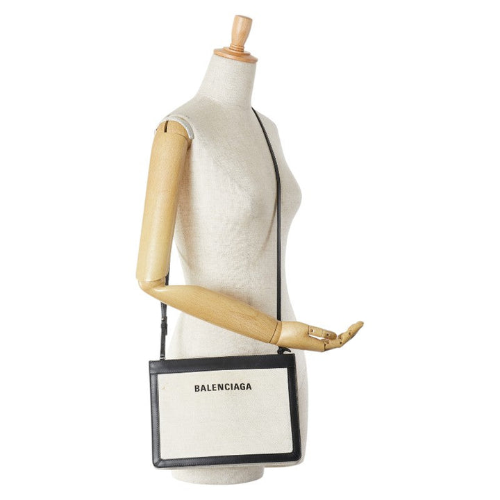 balenciaga Canvas Leather Navy Pochette Crossbody