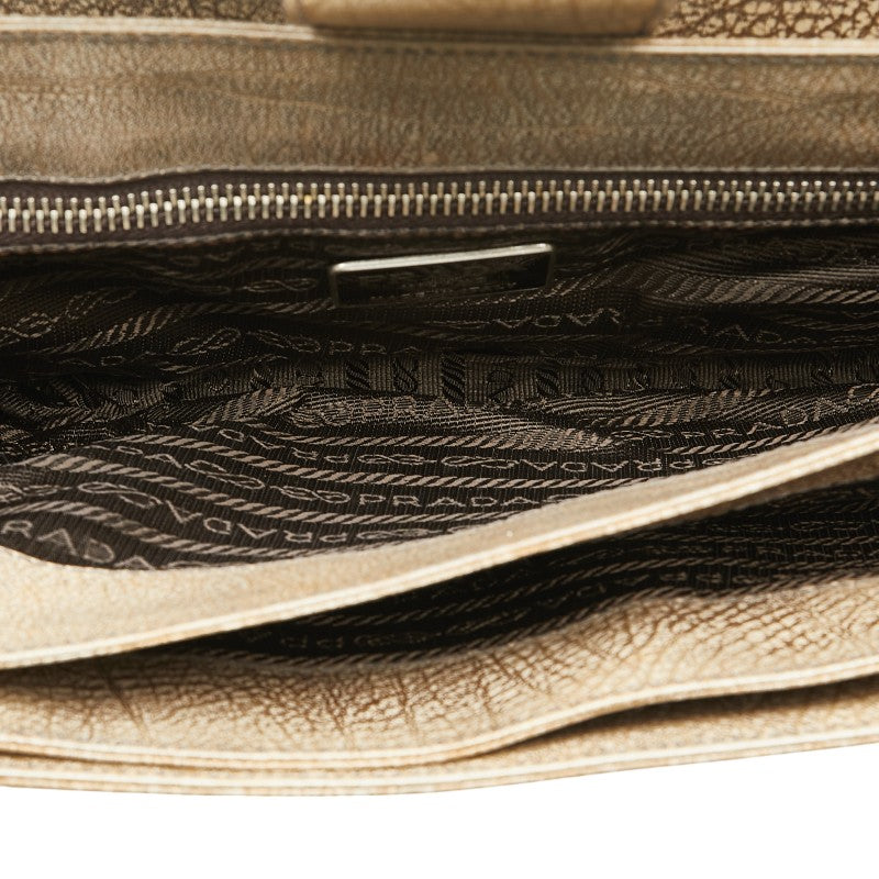 Prada Leather Triangle Logo Shoulder Bag Beige