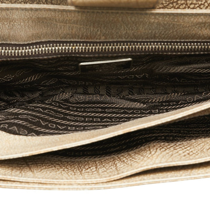 Prada Leather Triangle Logo Shoulder Bag Beige