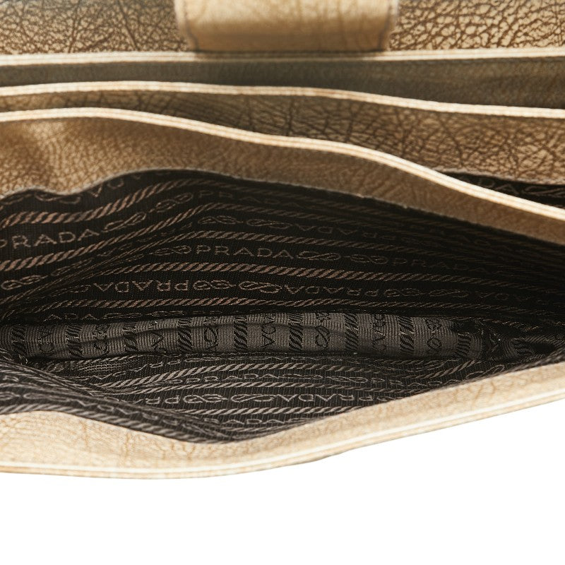 Prada Leather Triangle Logo Shoulder Bag Beige