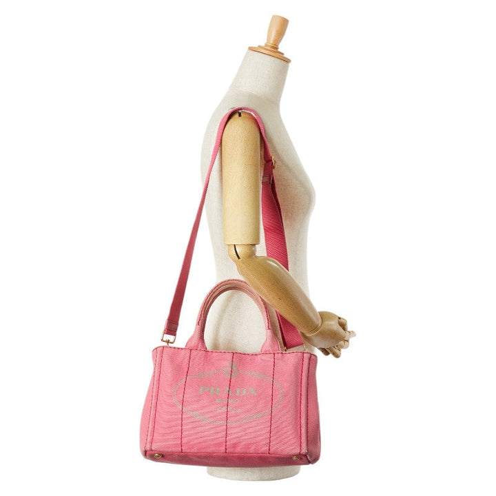 Prada Canapa Canvas 2WAY Handbag Pink