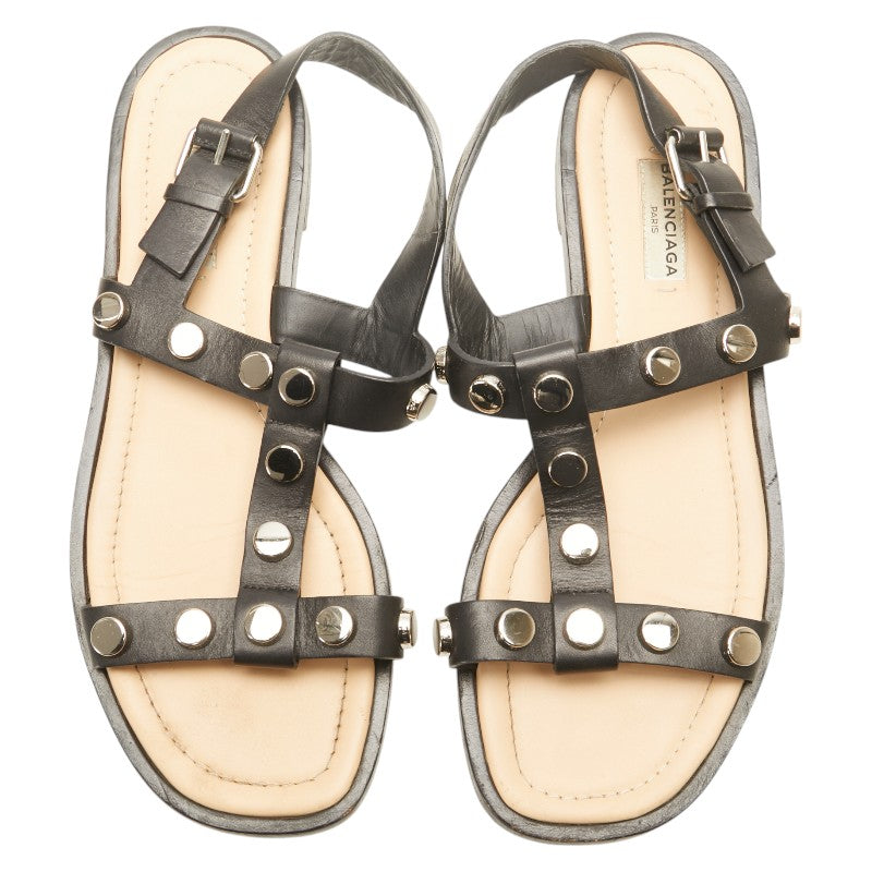 Top Quality Balenciaga Studded Strap Sandals Leather Black